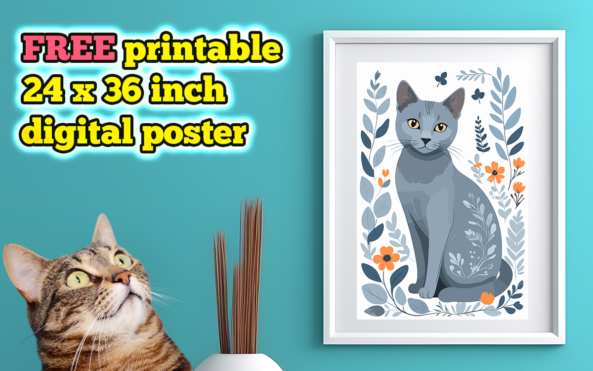 Freebie - printable digital Scandinavian style cat poster